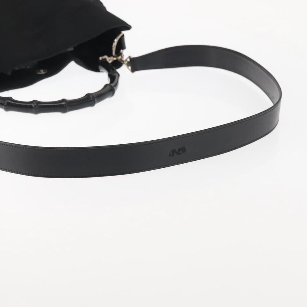GUCCI Bamboo Hand Bag Canvas 2way Black Silver 001 1638 1705 Auth 142542 - Picture 8 of 16
